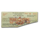 Emergency Currency of the Great Depression SC Revenue Pay Warrant